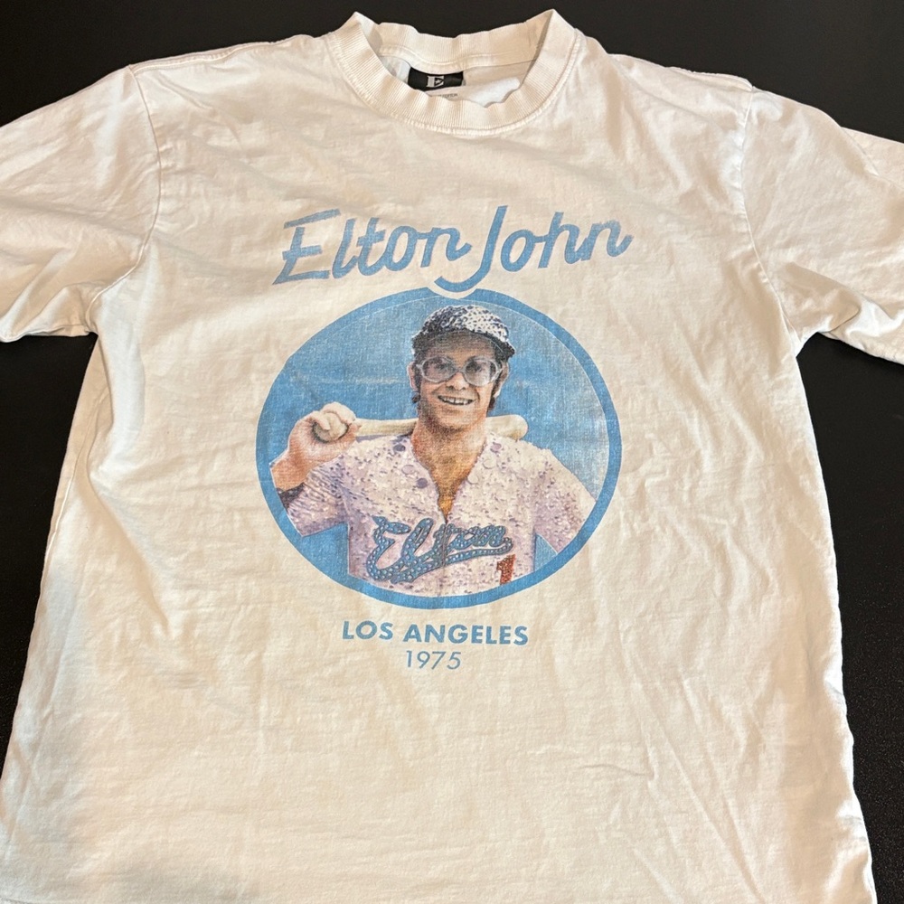 Elton John Los Angeles 1975 White Graphic Tee